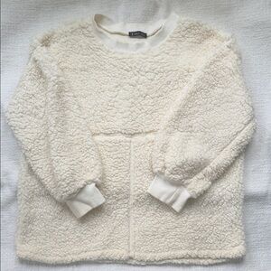 Very J Cream Textured Crew Neck Sweater